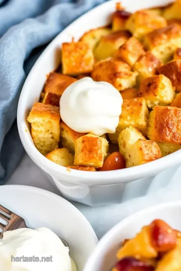 Cajun Bread Pudding with Rum Sauce presentation