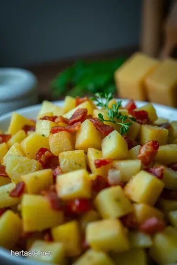 Classic German Warm Potato Salad (Kartoffelsalat) presentation