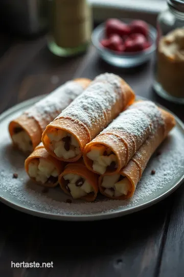 Classic Italian Cannoli with Sweet Ricotta Filling presentation