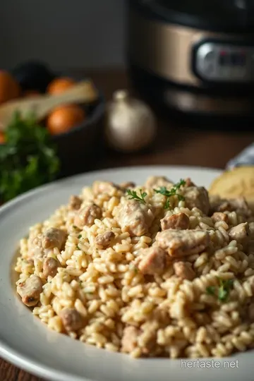 Creamy Chicken and Mushroom Rice: A Comforting Delight presentation