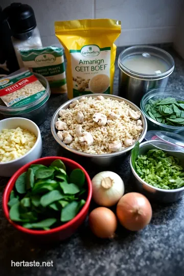Creamy Mushroom & Spinach Risotto ingredients