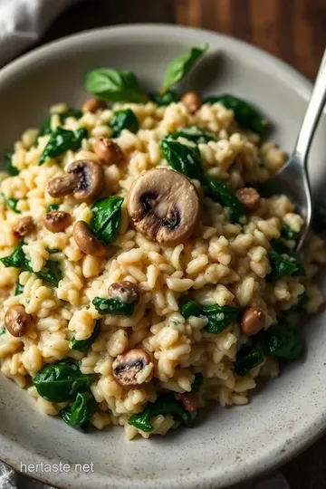 Creamy Mushroom & Spinach Risotto presentation
