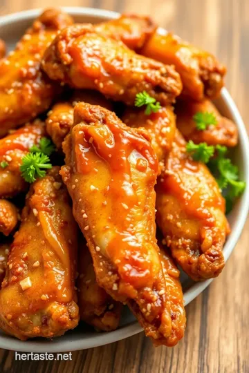 Crispy Honey Garlic Chicken Wings presentation