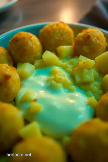 Crispy Potato Balls with a Cheesy Twist presentation