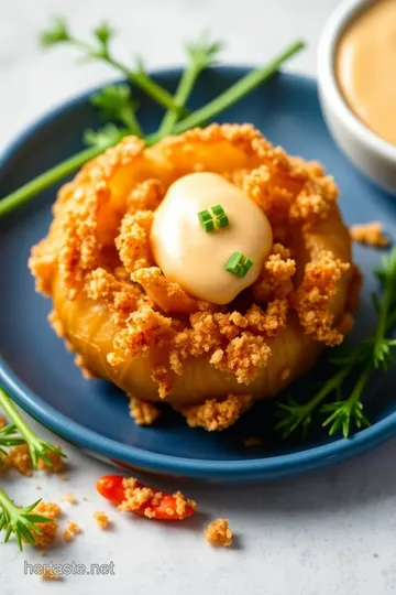 Healthy Blooming Onion with Chilli Cheese Sauce presentation