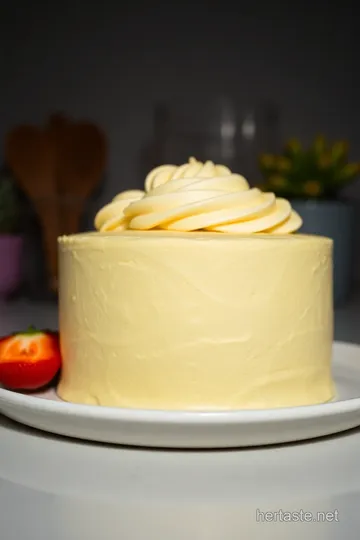 Homemade-Style Vanilla Buttercream Cake from Boxed Mix presentation