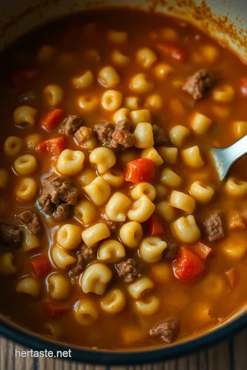 One Pot Macaroni Cheeseburger Soup presentation