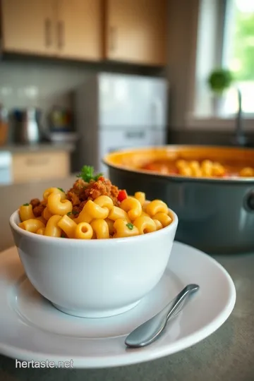 One Pot Macaroni Cheeseburger Soup steps