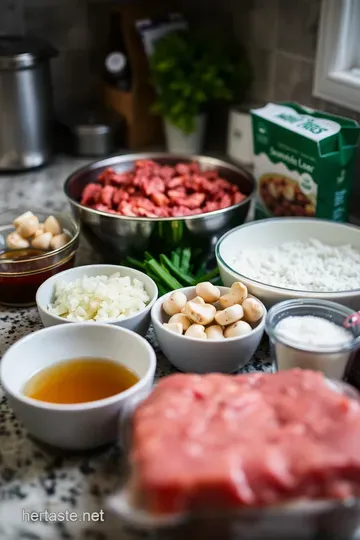 Quick and Creamy Ground Beef Stroganoff ingredients