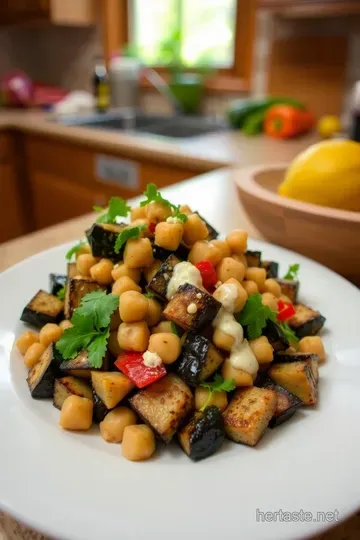 Roasted Eggplant and Chickpea Salad with Tahini Dressing steps