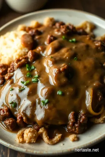Savory Hamburger Steak with Rich Gravy presentation
