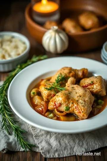 Savory Herb-Braised Chicken Thighs in White Wine presentation