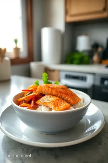 Savory Salmon Rice Bowl with Fresh Veggies and a Zesty Ginger Soy Drizzle steps