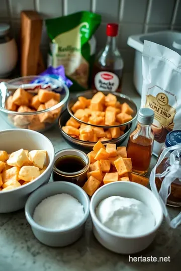 Scrumptious Roasted Yams with Maple Glaze ingredients