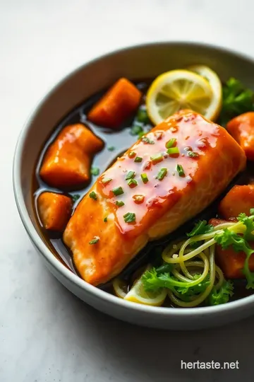 Soy Sauce Salmon with Honey Glaze presentation