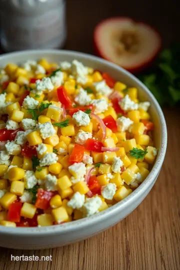 Sunny Summer Corn Feta Salad presentation