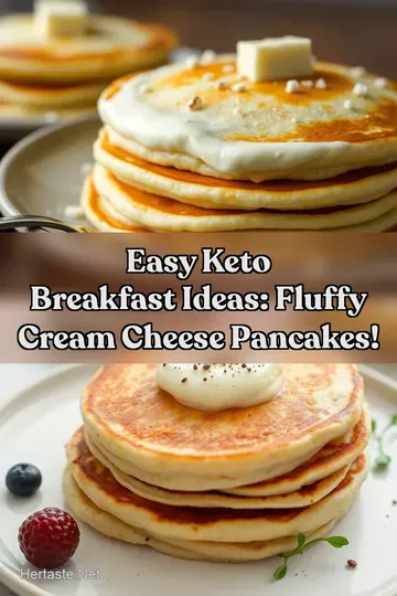 Easy Keto Breakfast Ideas: Fluffy Cream Cheese Pancakes! : PIN FOR LATER Easy Keto Breakfast Ideas: Fluffy Cream Cheese Pancakes!