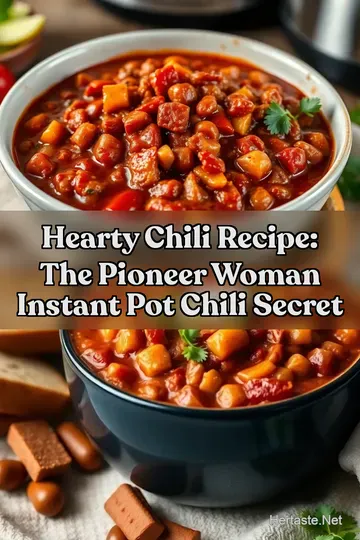 Hearty Chili Recipe: The Pioneer Woman Instant Pot Chili Secret : PIN FOR LATER Hearty Chili Recipe: The Pioneer Woman Instant Pot Chili Secret
