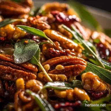 15Minute Thanksgiving Salad: Easy Maple-Sage Vinaigrette Pecans Recipe Card