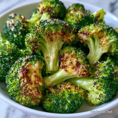 Crispy Air Fryer Broccoli Parmesan Recipe Card