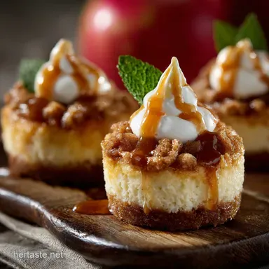 Apple Crisp Mini Cheesecakes: Easy Recipe for Fall Cheesecake Bites Recipe Card