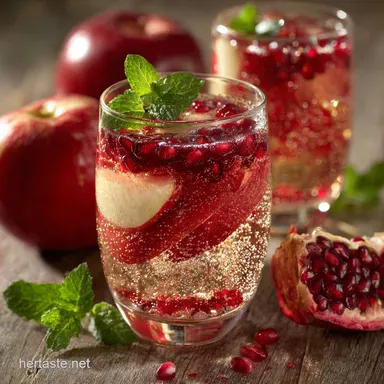 Apple and Pomegranate Sparkling Mocktail: The Best Festive Drink Recipe Card