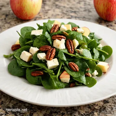 Autumn Apple Feta Spinach Salad Candied Pecan Perfection Recipe Card