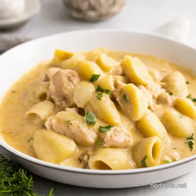 Baked Chicken Gnocchi with Garlic Asiago Cream Sauce Recipe Card