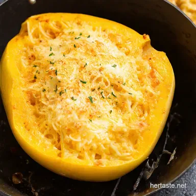 Baked Four Cheese Garlic Spaghetti Squash Comfort Food Heaven Recipe Card