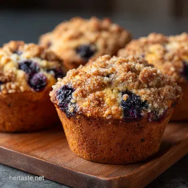 Banana Blueberry Muffins Moist BakeryStyle Streusel Muffins Recipe Card