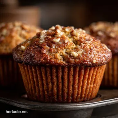 Bakery Style Banana Nut Muffins High Dome Moist Crispy Demerara Crust Recipe Card