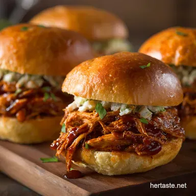 Barbecue Pulled Chicken Sliders: Sticky, Smoky Comfort Food Recipe Recipe Card