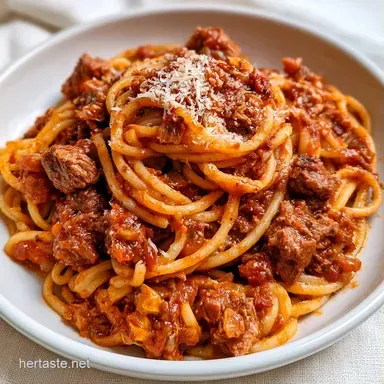 Beef Spaghetti Sauce for 8 Servings Recipe Card