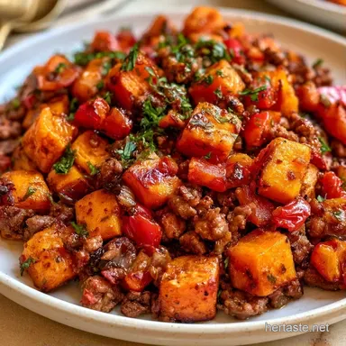 Beef Sweet Potato Hash in 40 Minutes Recipe Card