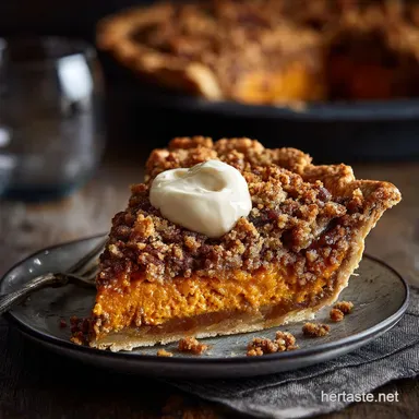 Thanksgiving Desserts: Make Ahead Sweet Potato Pie with Bourbon Crumble Recipe Card