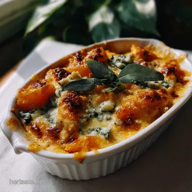 Butternut Squash Gratin with Blue Cheese & Sage Recipe Card