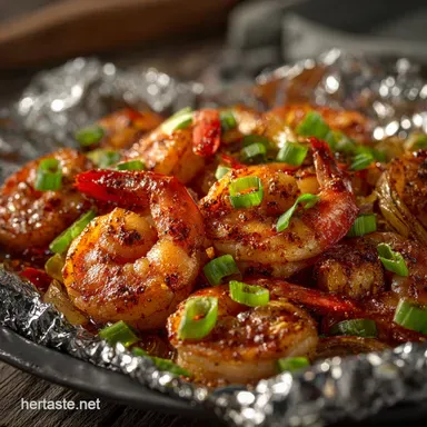 NoFuss Cajun Shrimp Foil Packs Recipe Oven or Grill Recipe Card