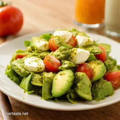 Caprese Avocado Salad Recipe Mozzarella Pesto Toma Recipe Card