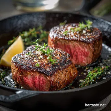 Filet Mignon Cast-Iron Seared Perfect Steak Recipe Recipe Card