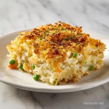 Hashbrown Casserole: Baked with Golden Cornflake Crust for 10