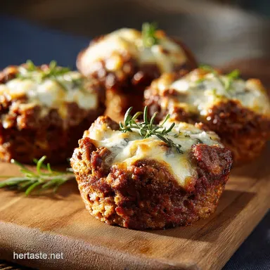 Cheesy Meat Loaf Minis: Easy, 300 Calorie Meatloaf Muffins Recipe Recipe Card