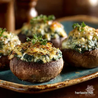 Foolproof Cheesy Spinach Stuffed Mushrooms with Herbs