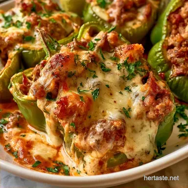 Cheesy Stuffed Green Peppers with Rice