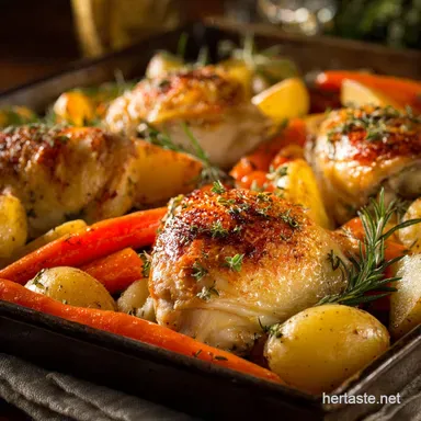 Chicken with Carrots and Potatoes: Crispy Lemon Herb Sheet Pan Supper