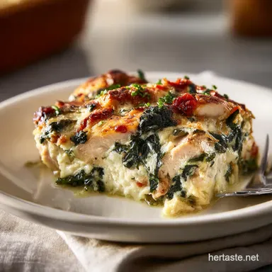 Chicken Florentine Casserole in 45 Minutes for 6 Servings Recipe Card