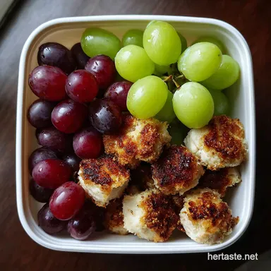 Chicken and Grapes Bento Lunch in 10 Minutes - Kid Approved Lunch Recipe Card