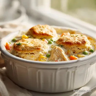 Chicken Pot Pie with Biscuits in 40 Minutes - Creamy and Golden Recipe Card
