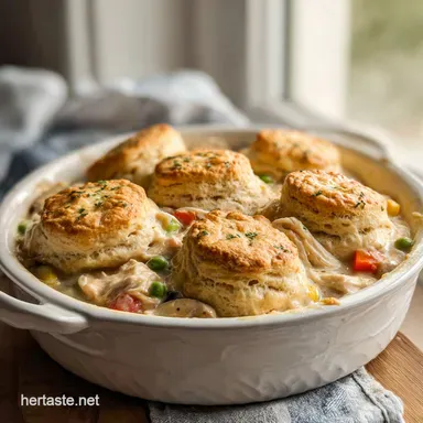 Chicken Pot Pie with Biscuits in 40 Minutes - Creamy and Golden