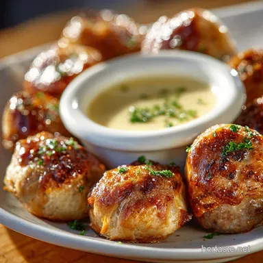 Chicken Sausage Puffs with Creamy Mustard Dipping Sauce Recipe