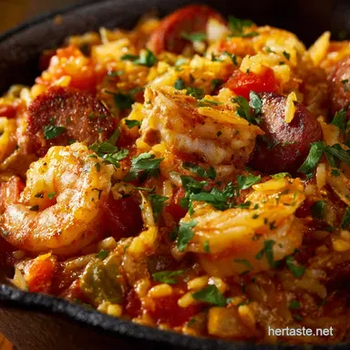 Chicken Shrimp and Sausage Jambalaya: The Best Authentic Louisiana Recipe Recipe Card